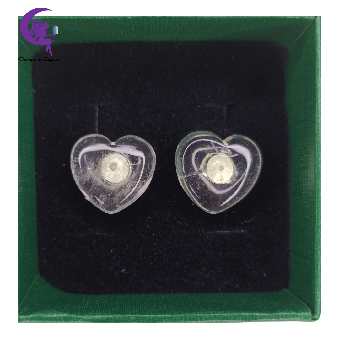 Clear Quartz Heart Shaped Stud Earrings - The Master Healer