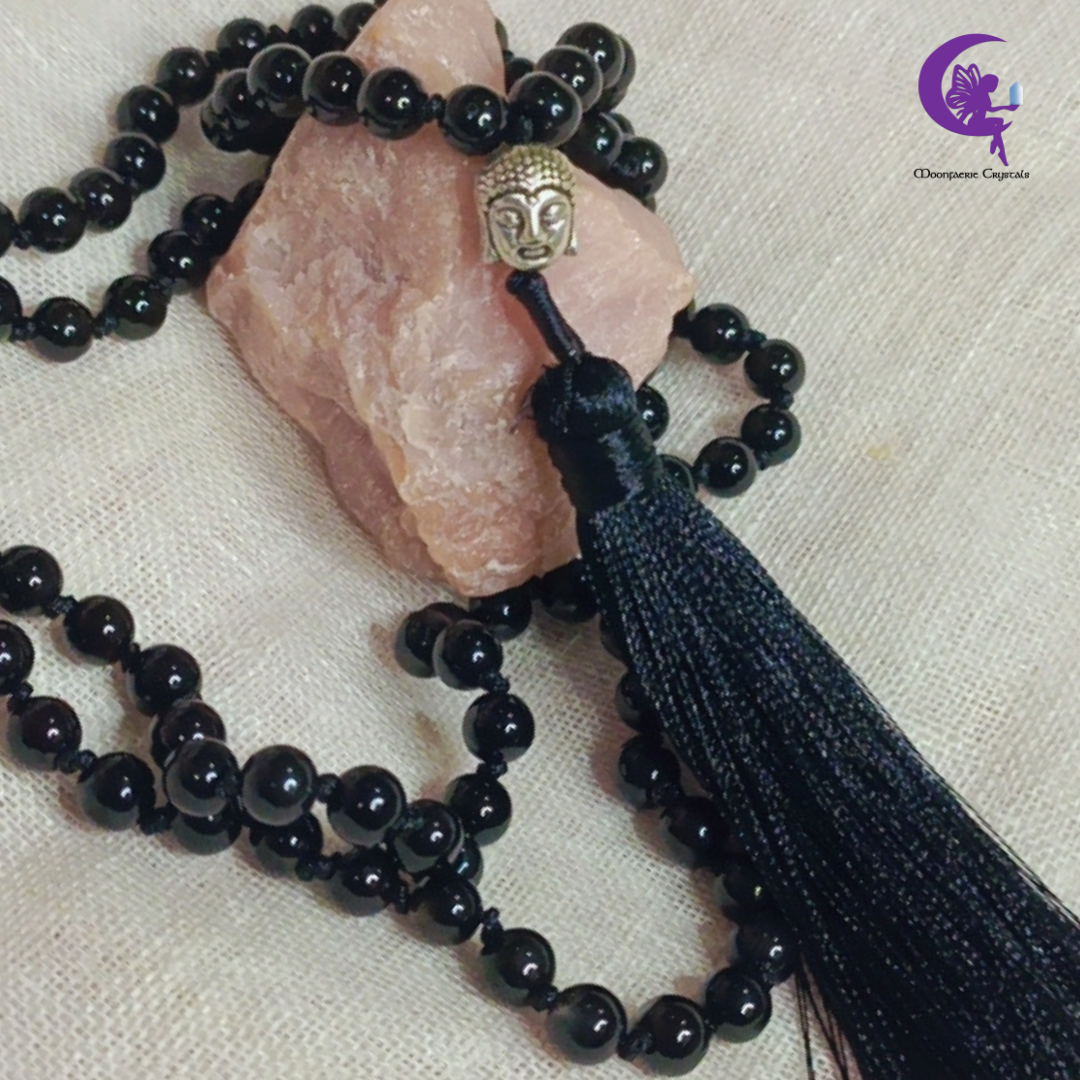 Peace, Protection & Motivation Black Agate Mala