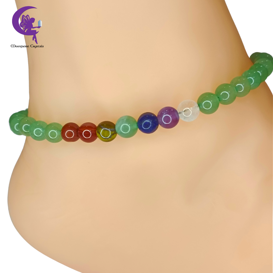 Green Aventurine + 7 Chakra Multi-Healing Anklet