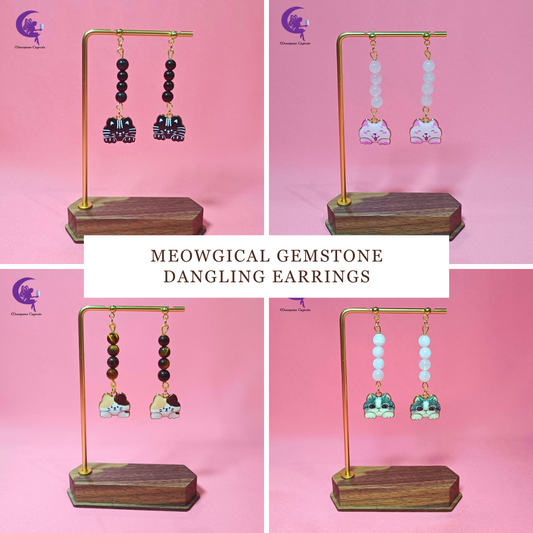 Meowgical Gemstone Dangling Earrings