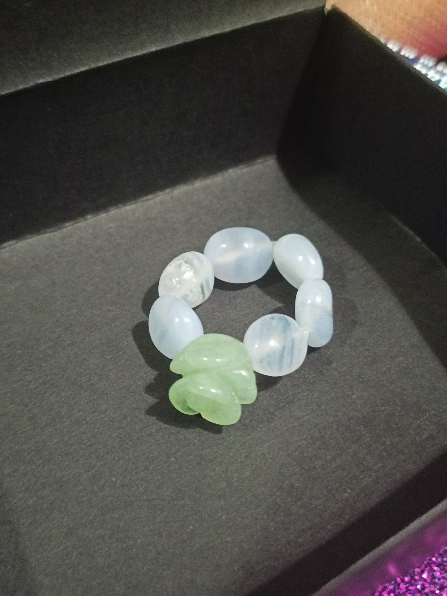 Rose Green Aventurine+ Blue Lace Agate Ring - Pre-order