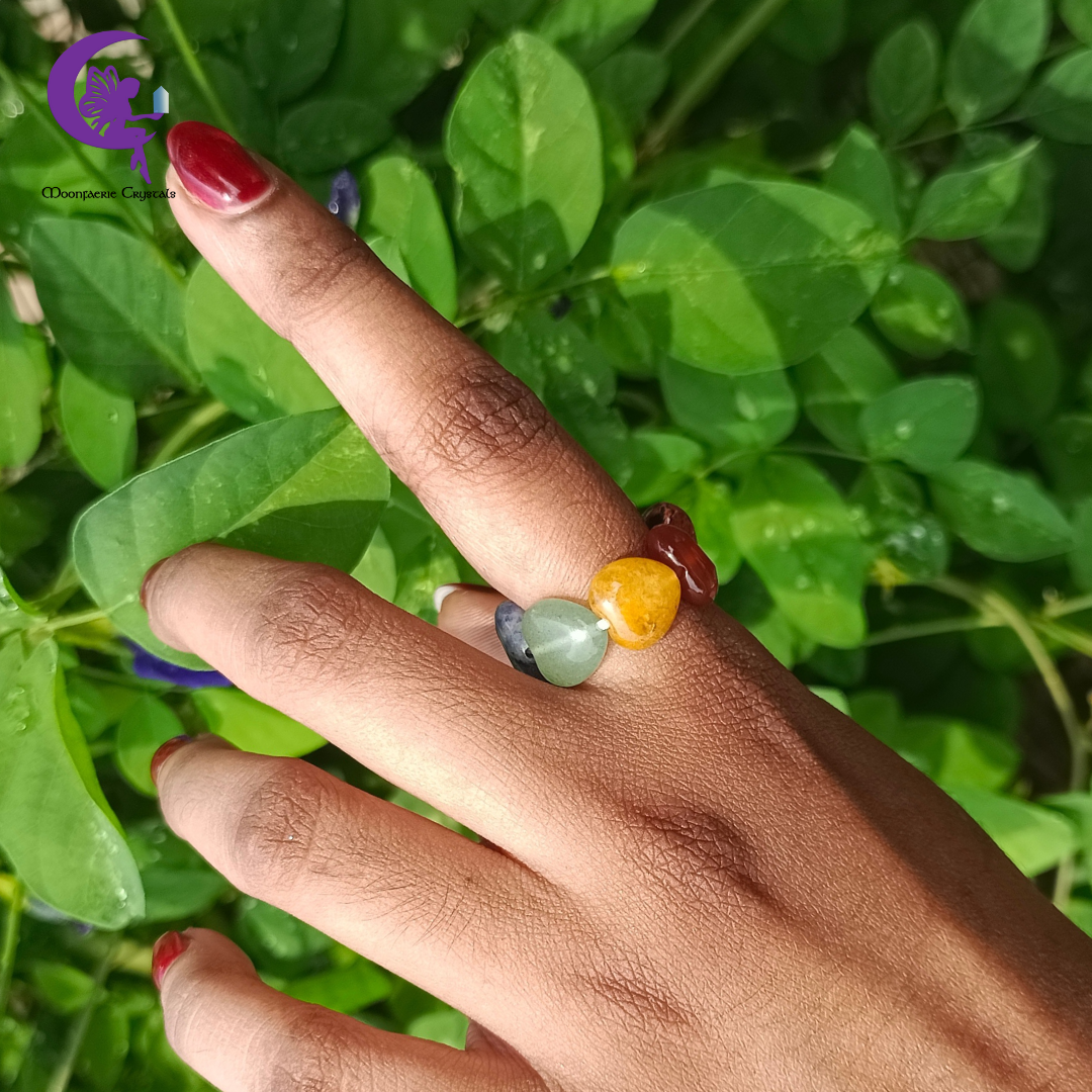 7 Chakra Aura Points Booster Rainbow Heart Ring