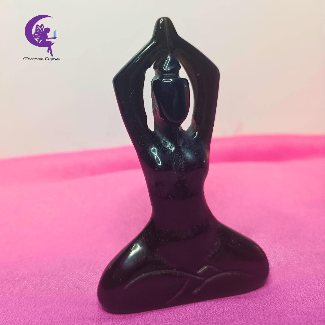 Yoga Pose Sculpture - Black Obsidian