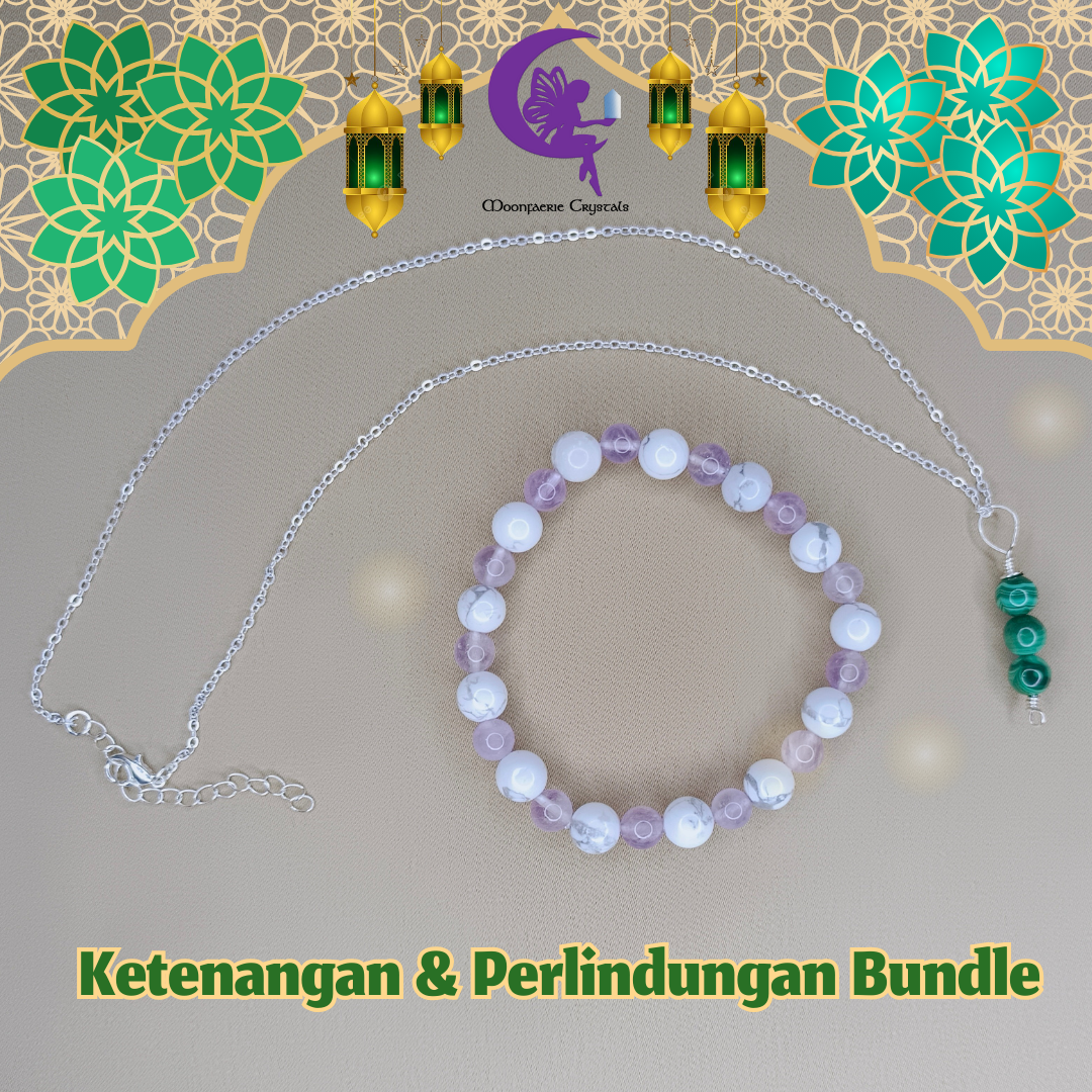 Ketenangan &  Perlindungan Bundle - Amethyst, Howlite & Malachite