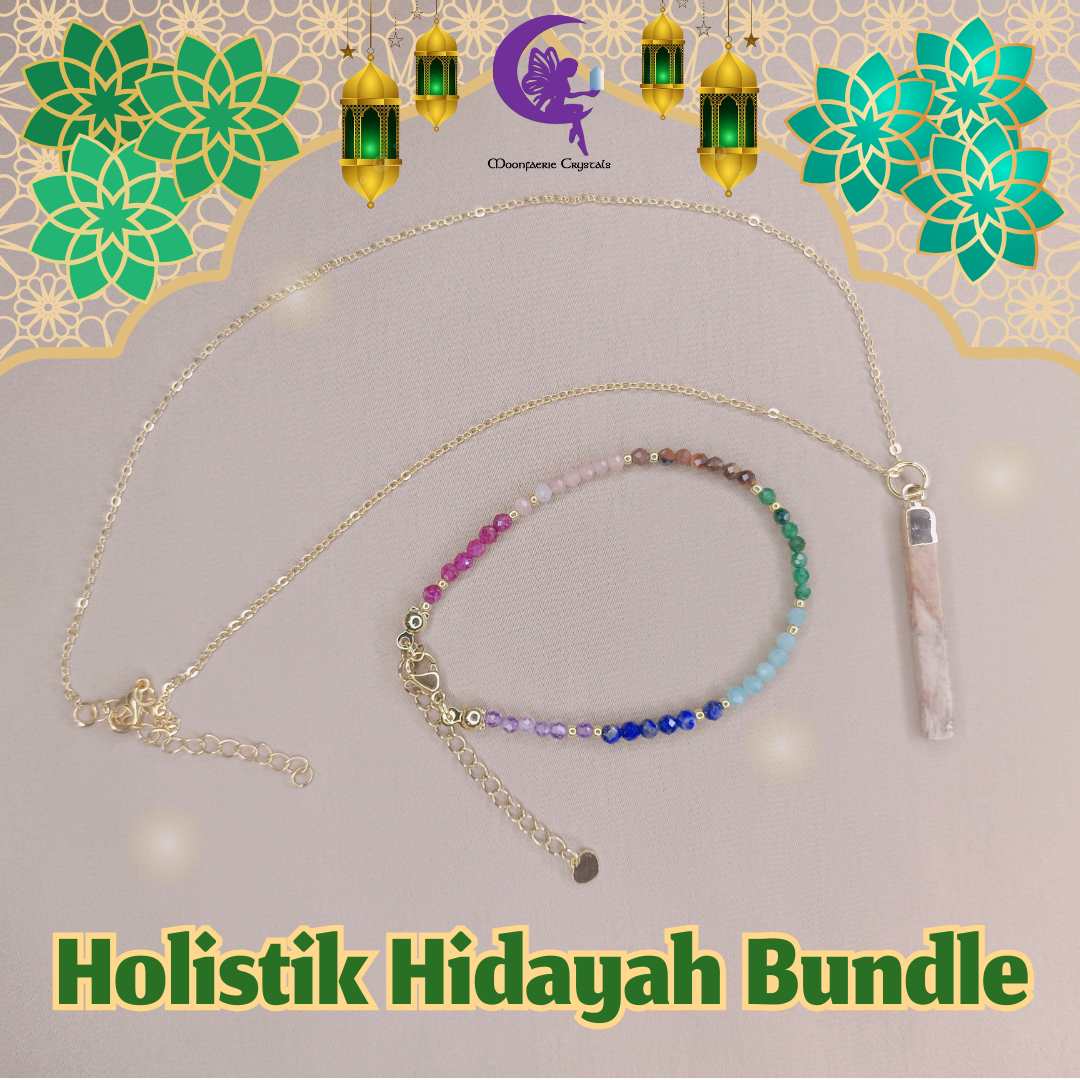 Holistik Hidayah Bundle - Tiger Eye, Amethyst, Amazonite, Lapis Lazuli, Sunstone, Ruby, Fuchsite & Picture Jasper