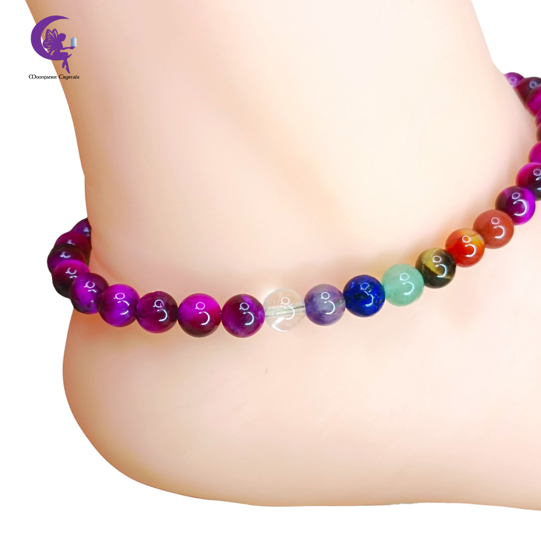 Rose Tiger's Eye + 7 Chakra Multi-Healing Anklet