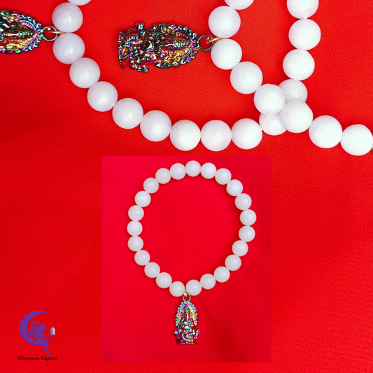 Divine Ganesha White Jade Bracelet